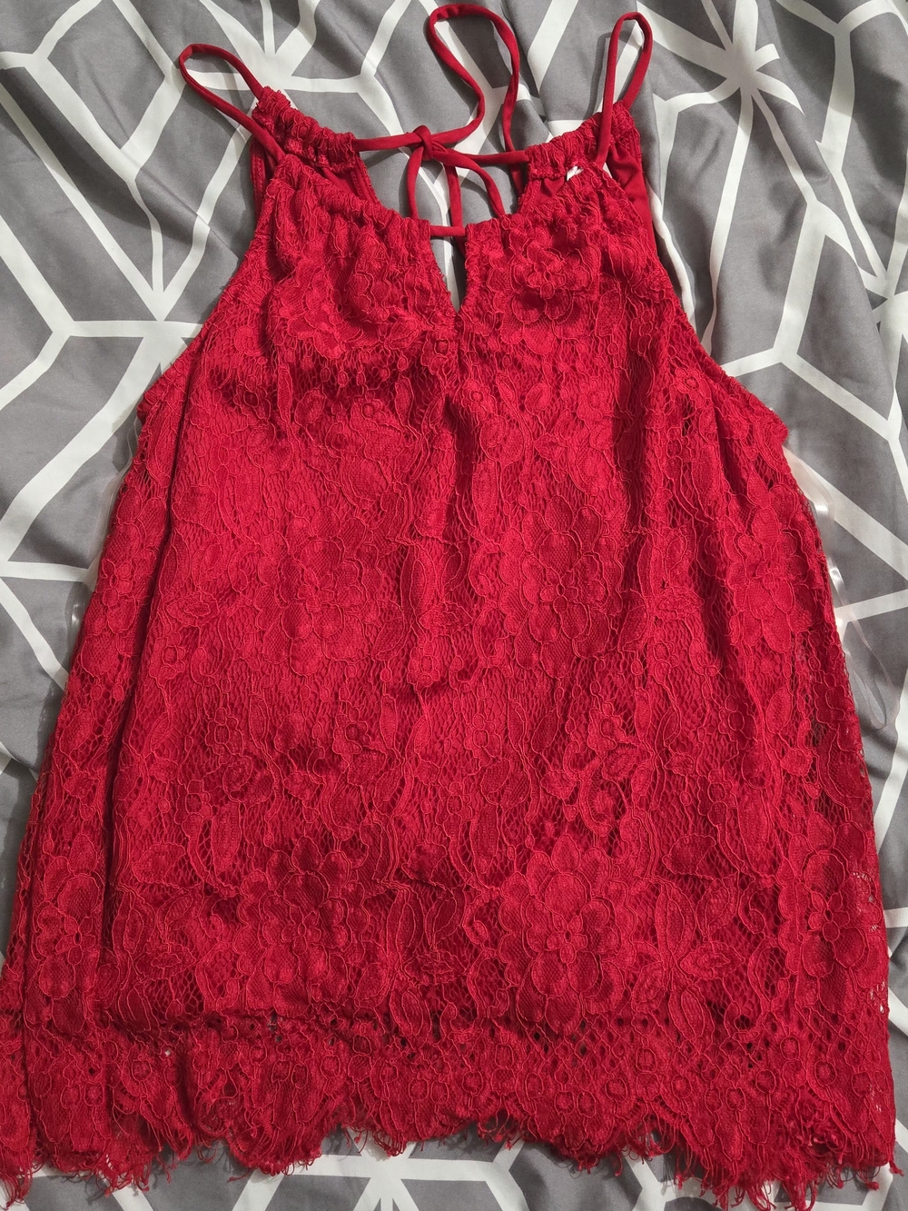 No Boundaries Red Lace Halter Camisole